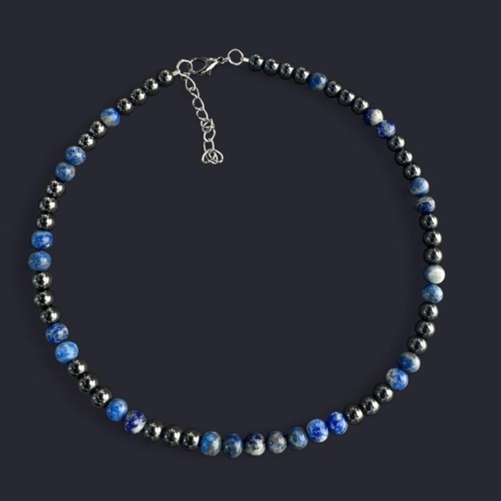Lapis Lazuli & Hematite Bead Necklace